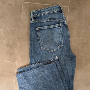 Raw wide leg jeans